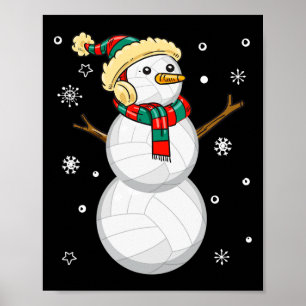 Volleyball Snowman Weihnachtsgeschenk T-Shirt Xmas Poster