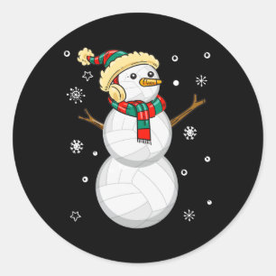 Volleyball Snowman Weihnachtsgeschenk T-Shirt Xmas Runder Aufkleber