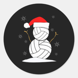 Volleyball Snowman Xmas Runder Aufkleber