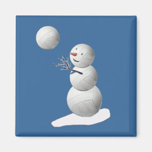 Volleyball Snowmann Magnet