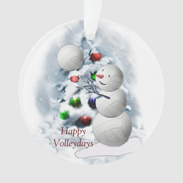 Volleyball Snowmann Weihnachten Ornament (Vorderseite)