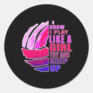 Volleyball-Spiel wie ein K Lila Great for Ns Runder Aufkleber