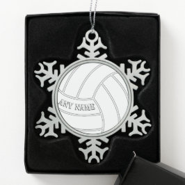 Volleyball Spieler Custom Text Weihnachtsdekoratio Schneeflocken Zinn-Ornament