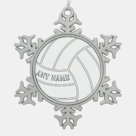 Volleyball Spieler Custom Text Weihnachtsdekoratio Schneeflocken Zinn-Ornament