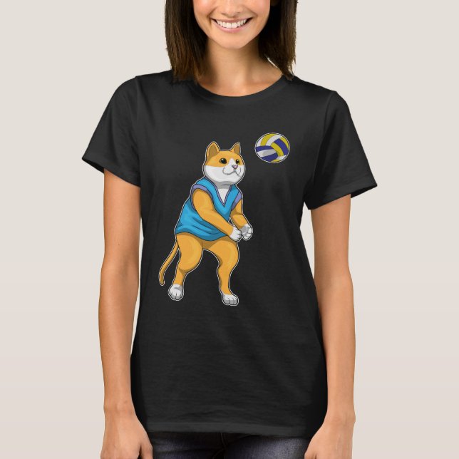 Volleyball-Spieler der Katze Volleyball T-Shirt (Vorderseite)