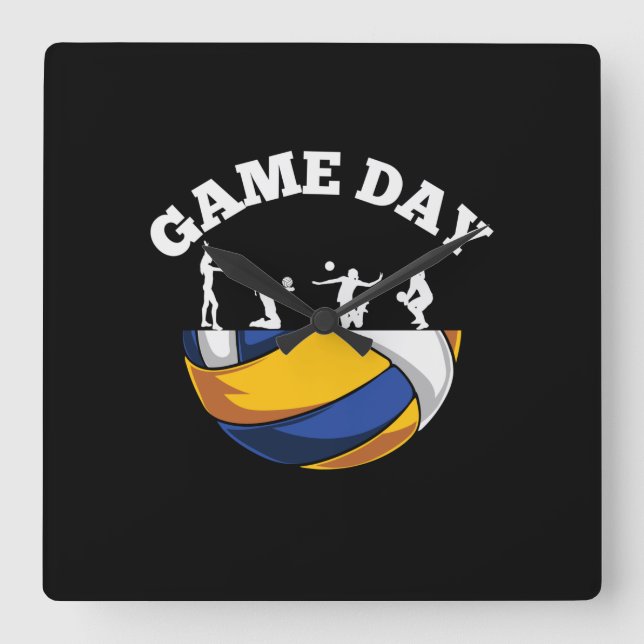 Volleyball-Spieler | Game Day Volleyball Quadratische Wanduhr (Vorderseite)