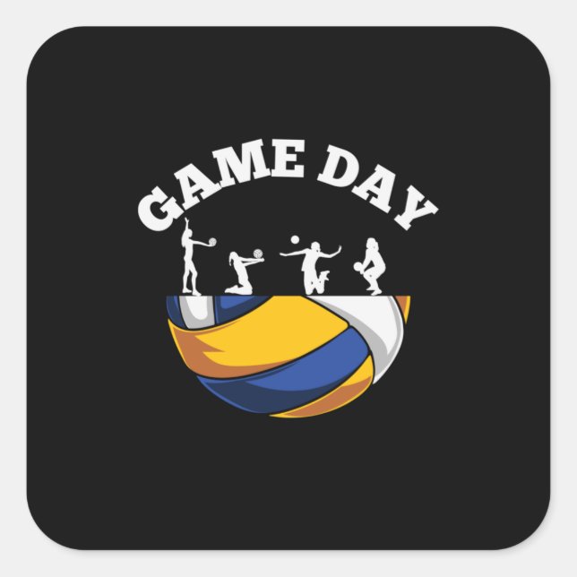 Volleyball-Spieler | Game Day Volleyball Quadratischer Aufkleber (Vorderseite)