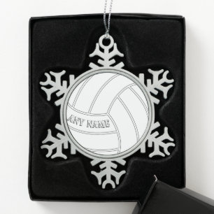 Volleyball-Spieler-kundenspezifische Schneeflocken Zinn-Ornament