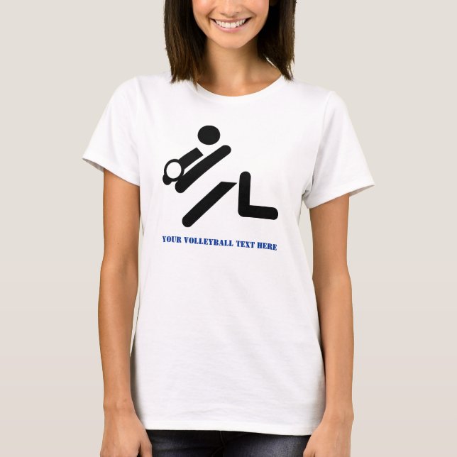 Volleyball-Spieler schwarz, blau T-Shirt (Vorderseite)