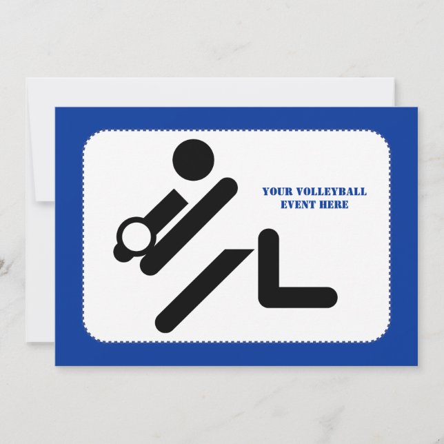 Volleyball-Spieler schwarz, weiß, blau Ikone benut Einladung (Vorderseite)