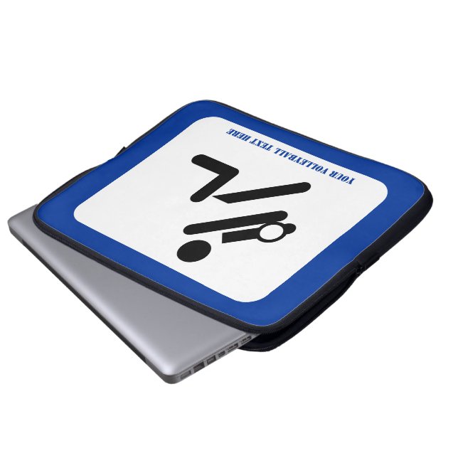 Volleyball-Spieler schwarz, weiß, blau Ikone benut Laptopschutzhülle (Vorne Knopf)