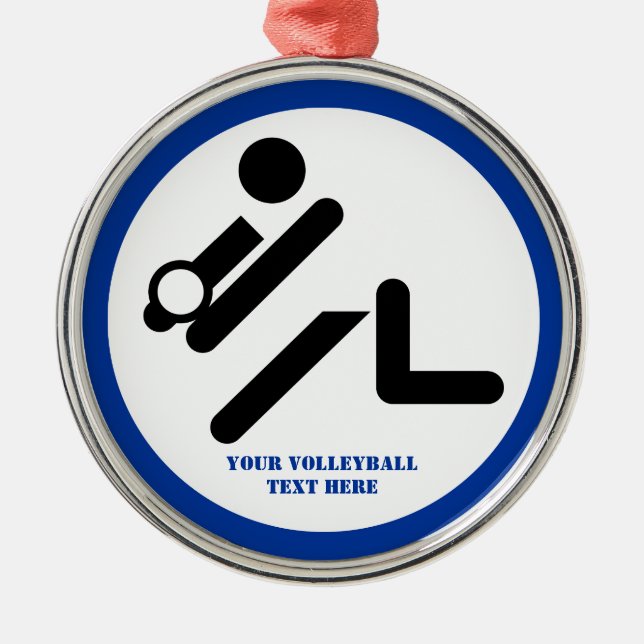 Volleyball-Spieler schwarz, weiß, blau Ikone benut Ornament Aus Metall (Vorne)