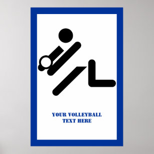 Volleyball-Spieler schwarz, weiß, blau Ikone benut Poster
