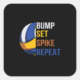 Volleyball-Spieler Set Spike Wiederholung Quadratischer Aufkleber