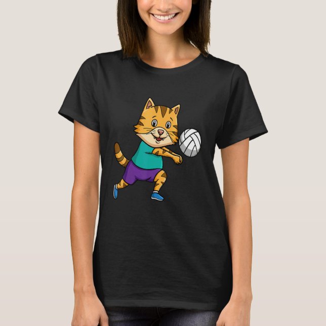 Volleyball Spieler Spike Net Cat Whisperer T-Shirt (Vorderseite)
