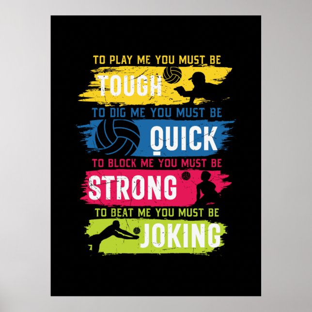 Volleyball-Spieler | Tough Quick Strong Poster (Vorne)
