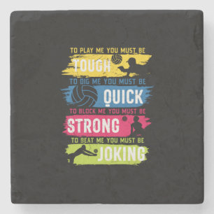 Volleyball-Spieler   Tough Quick Strong Steinuntersetzer
