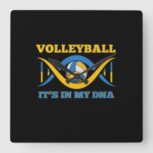 Volleyball-Spieler   Volleyball in meiner DNA Quadratische Wanduhr