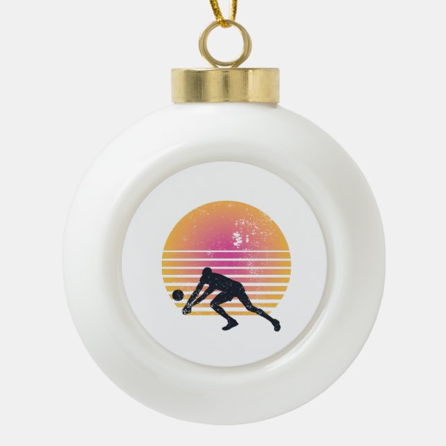 Volleyball-Spieler Volleyball Keramik Kugel-Ornament (Vorderseite)