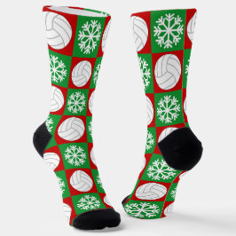 Volleyball Spieler Weihnachts-Schneeflockenmuster  Socken
