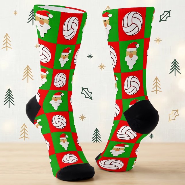 Volleyball Spieler Weihnachtsfeiertag Socken (Cute Christmas socks for volleyball players, coaches, teams and fans.)