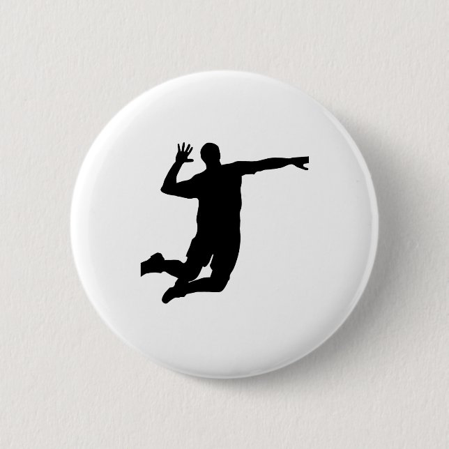 Volleyball-Spitzen-Silhouette Button (Vorderseite)