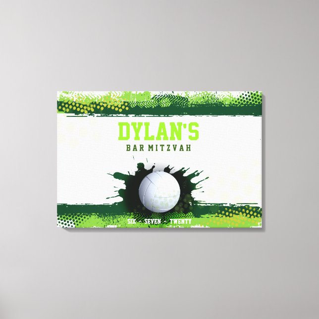 VOLLEYBALL SPLASH Bar Mitzvah Sign auf Memory Boar Leinwanddruck (Vorderseite)