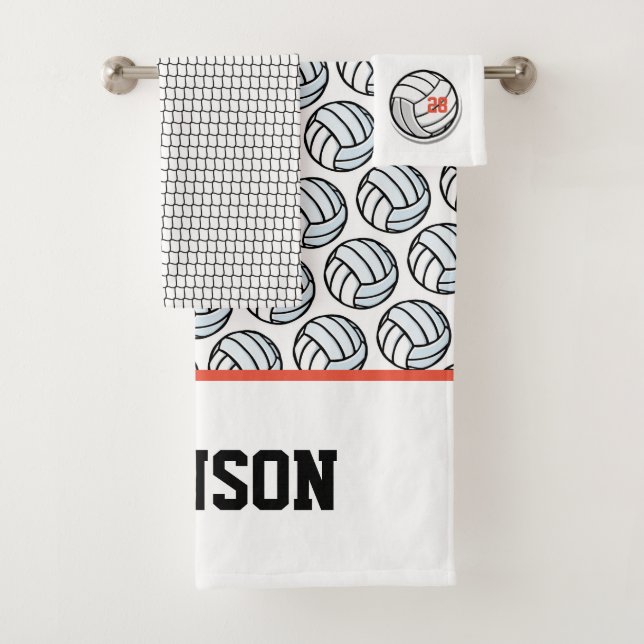 Volleyball Sport Badedekor Name Nummer Spaß Badhandtuch Set (Insitu)