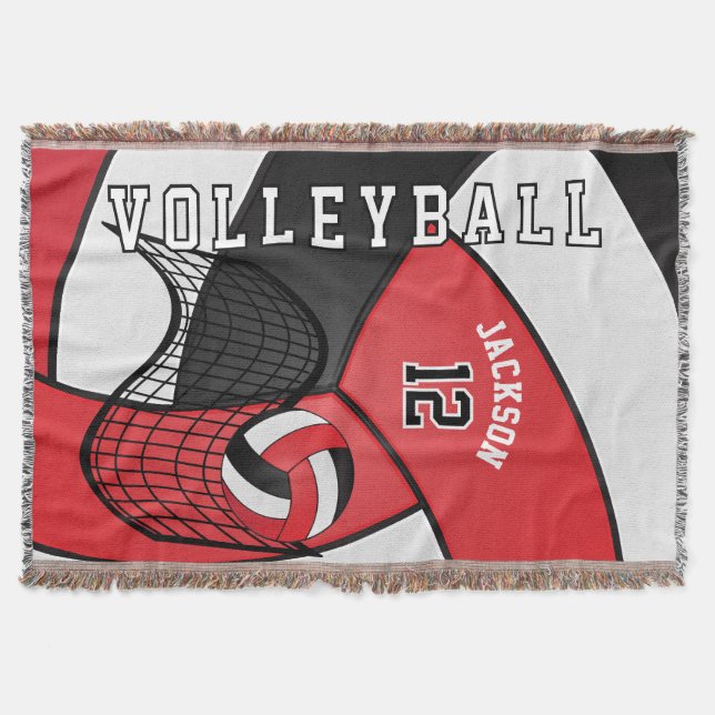 Volleyball 🏐 Sport Ball in Rot, Weiß und Schwarz Decke (Vorderseite)
