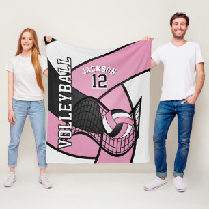 Volleyball 🏐 Sport in Baby Pink, White & Black Fleecedecke