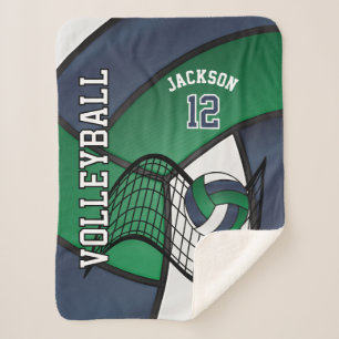 Volleyball 🏐 Sport in Navy Blue, White & Green Sherpadecke