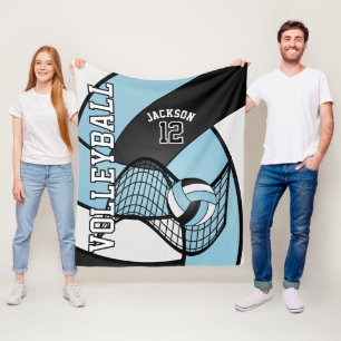 Volleyball 🏐 Sport in Sky Blue, White & Black Fleecedecke