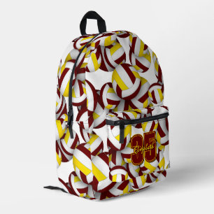 Volleyball-Sportmuster Maroon Gold Mannschaft Farb Bedruckter Rucksack