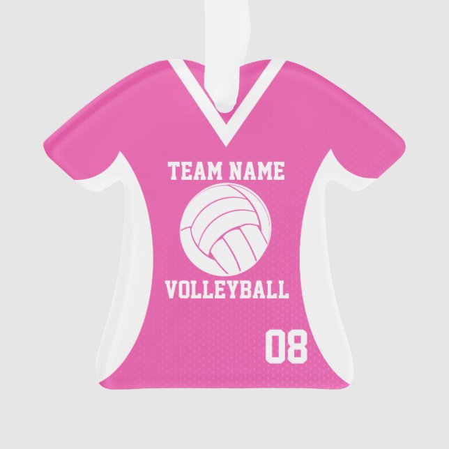 Volleyball Sports Jersey Rosa mit Foto Ornament (Vorderseite)