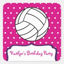 Volleyball-Sticker für Mädchen - Rosa und Lila Quadratischer Aufkleber