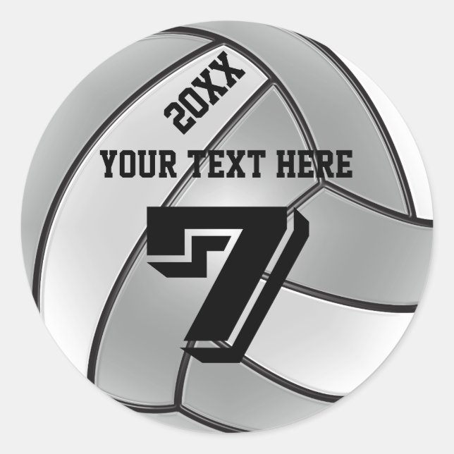 Volleyball-Sticker mit JAHR, IHRER NAME, NUMMER Runder Aufkleber (Vorderseite)