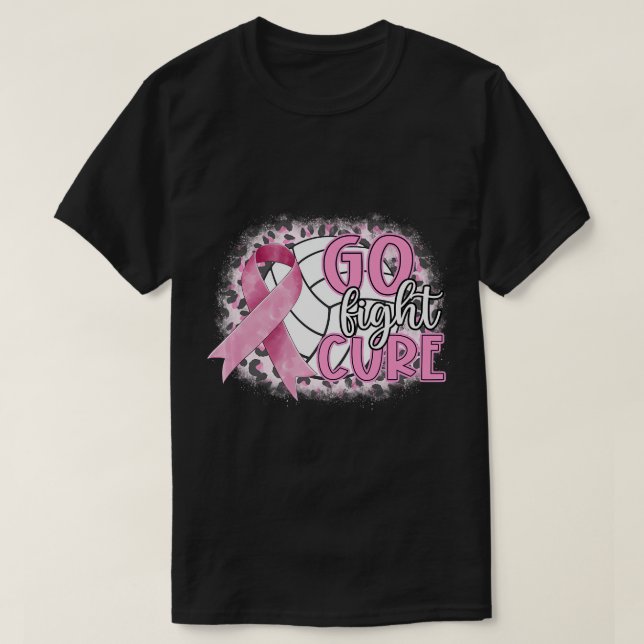 Volleyball Tackle Rosa Brustkrebs Schleife gehen F T-Shirt (Design vorne)