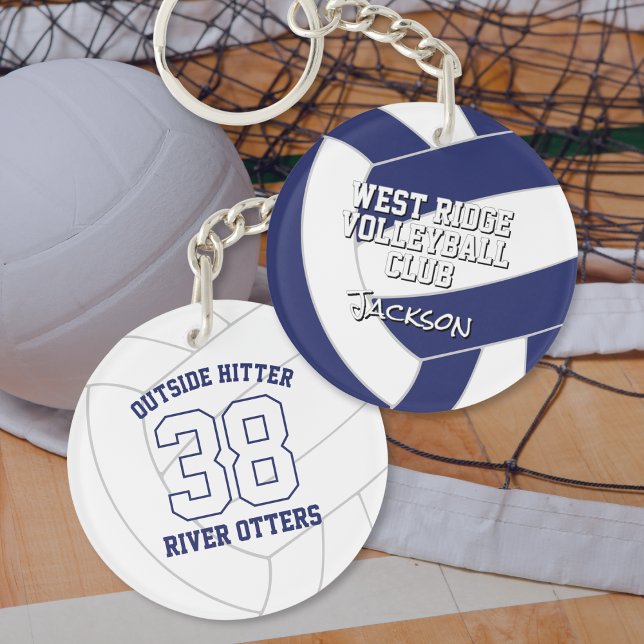 Volleyball Team Farben Geschenke blau oder JEDE Fa Schlüsselanhänger (front & back: team & player name on front, jersey number, court position and mascot name on back)