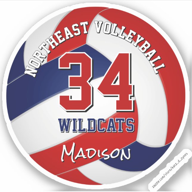 Volleyball-Team färbt Kinder rot blau Aufkleber (Vorderseite)