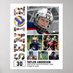 Volleyball-Team Hochrangiger Abschluss FotoCollage Poster