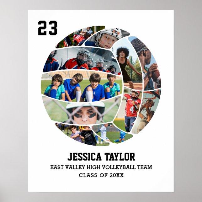 Volleyball-Team Hochrangiger Abschluss FotoCollage Poster (Vorne)