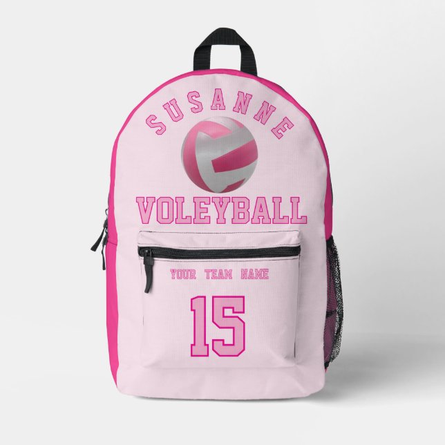 Volleyball Team Name Custom Sports Rose pink Bedruckter Rucksack (Vorderseite)