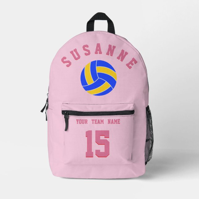 Volleyball Team Name Custom Sports Rose pink Print Bedruckter Rucksack (Vorderseite)