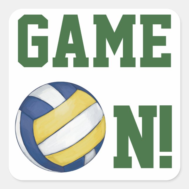 Volleyball Team Name und Nummer Quadratischer Aufkleber (Vorderseite)