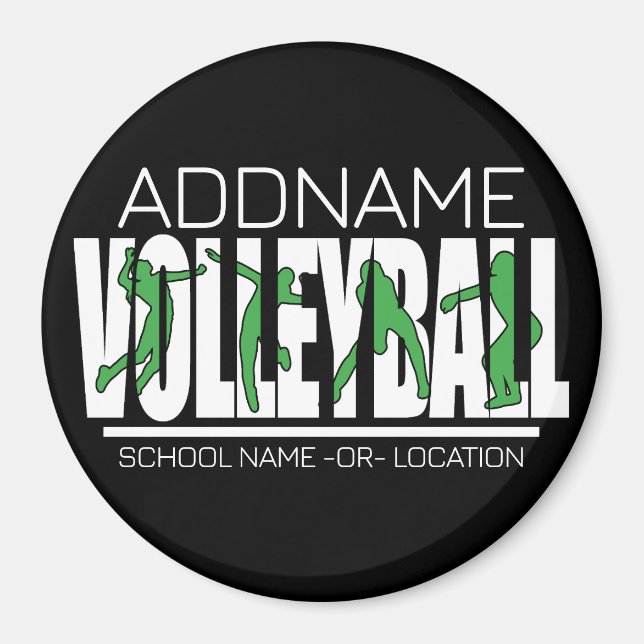 Volleyball Team Spieler ADD NAME School Top Athlet Magnet (Vorne)