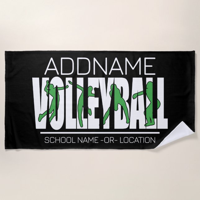 Volleyball Team Spieler ADD NAME School Top Athlet Strandtuch (Vorderseite)