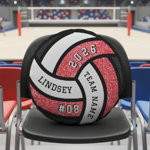 Volleyball Team Spieler Roter Glitzer Rundes Kissen