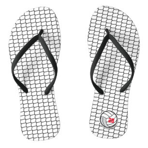 Volleyball Team Sports Player NUMMER Net Black Flip Flops