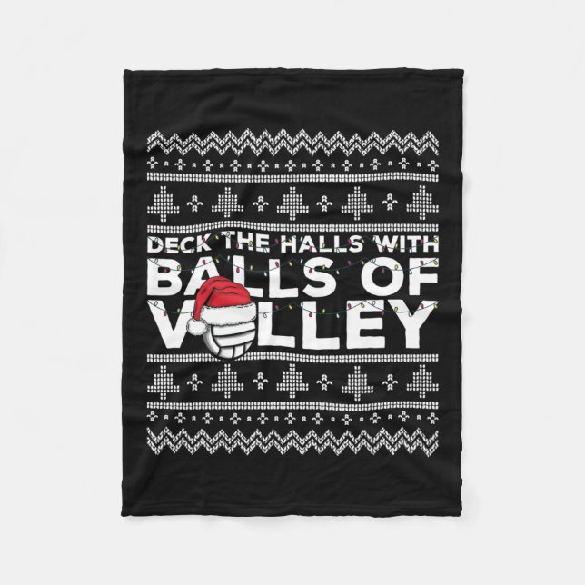 Volleyball Team Ugly Sweater Christmas Lights Sant Fleecedecke (Vorderseite)
