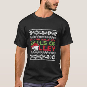 Volleyball Team Ugly Sweater Christmas Lights Sant T-Shirt